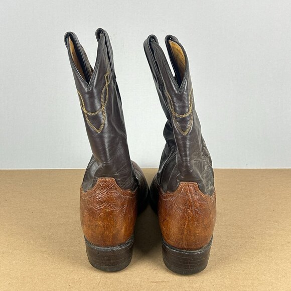 Tony Lama Stockman Western Cowboy Boots Mens 8 Extra Wide Brown Pull On - Picture 4 of 9